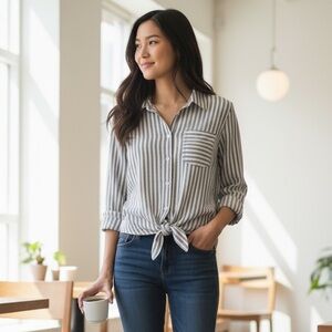 Madewell Striped Gray Button-Up